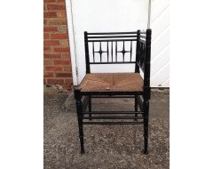 Liberty & Co. An Aesthetic Movement ebonised corner chair and side chair after a design by Ford Maddox Brown. - Thumbnail 4