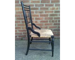 Liberty & Co. An Aesthetic Movement ebonised corner chair and side chair after a design by Ford Maddox Brown. - Thumbnail 9