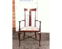 A pair of Arts & Crafts Armchairs with stylised floral details - Thumbnail 6