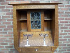 G M Ellwood for J S Henry. A stunning Arts and Crafts oak bureau bookcase - Thumbnail 5