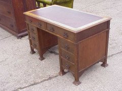 Goodhall Lambs & Heighway. Oak Arts & Crafts Twin Pedestal Desk - Thumbnail 2