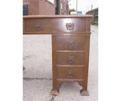 Goodhall Lambs & Heighway. Oak Arts & Crafts Twin Pedestal Desk - Thumbnail 4