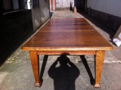 A Well-Crafted twelve seater Arts & Crafts extending Oak dining table with two extra leaves. - Thumbnail 3