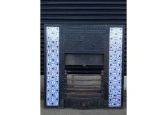 Thomas Jeckyll for Barnard Bishop and Barnard. Rare complete cast iron fire insert with original blue floral tiles - Thumbnail 2
