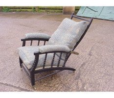 Philip Webb for Morris & Co. Two adjustable ebonised Armchair - Thumbnail 2