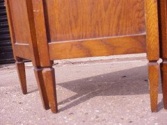 Arts & Crafts Folding Oak Firescreen with Stylised Ying Yang Carved Fretwork - Thumbnail 4