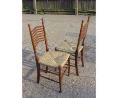 William Birch. A rare set of twelve William Birch Arts & Crafts rush seated ladder back dining chairs - Thumbnail 2
