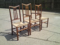 Liberty & Co. A set of three rush seat dining chairs in the manner of C. F. A Voysey - Thumbnail 2