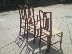 Liberty & Co. A set of three rush seat dining chairs in the manner of C. F. A Voysey - Thumbnail 3