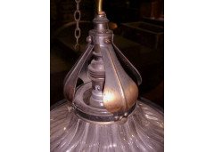 An Arts & Crafts Copper Hanging Light with Original Glass Bowls - Thumbnail 3