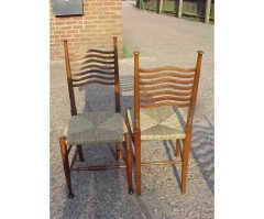 William Birch. A rare set of ten Arts & Crafts rush seated ladder back dining chairs - Thumbnail 2