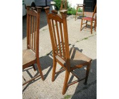 Shapland & Petter. An unusual pair of side chairs with original rush seats and Heart shaped carvings to the tops - Thumbnail 2