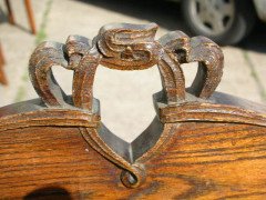 Shapland & Petter. An unusual pair of side chairs with original rush seats and Heart shaped carvings to the tops - Thumbnail 7