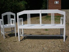 A secessionist three seater bench with a matching pair of Armchair - Thumbnail 6