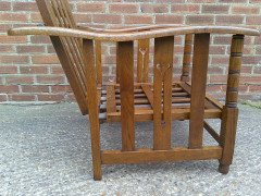 A Well-Crafted Arts & Crafts reclining Oak Armchair - Thumbnail 9