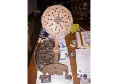 A quality hand forged and hand wrought Arts & Crafts fire dogs and basket - Thumbnail 2