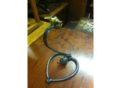 W. A. S. Benson. Rare steel table lamp with heart shaped base and original brass switch - Thumbnail 3