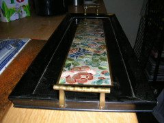 Royal Worcester. Anglo-Japanese Tray with Silk Embroidery with Cast Brass Bamboo Handles - Thumbnail 2