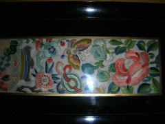 Royal Worcester. An Anglo-Japanese Tray with Silk Embroidery with Cast Brass Bamboo Handles - Thumbnail 4