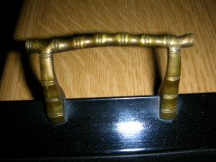 Royal Worcester. Anglo-Japanese Tray with Silk Embroidery with Cast Brass Bamboo Handles - Thumbnail 5