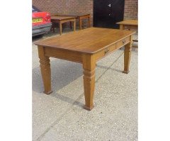 A Good Quality Robust Arts & Crafts Oak Two-Drawer Desk - Thumbnail 2