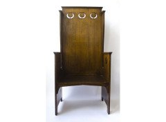 A rare and very progressive Arts & Crafts Oak Armchair in the pure Glasgow style - Thumbnail 2