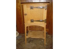 Liberty & Co. A bedside cabinet with internal drawer, lower shelf and stylised copper hinges and handles - Thumbnail 1