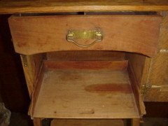 Liberty & Co. A bedside cabinet with internal drawer, lower shelf and stylised copper hinges and handles - Thumbnail 2