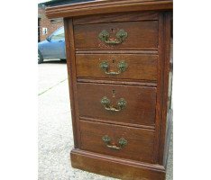 A Well-Crafted Gothic Revival Oak Knee Hole Partners Desk - Thumbnail 8