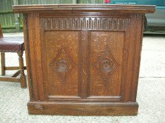 A Well-Crafted Gothic Revival Oak Knee Hole Partners Desk - Thumbnail 10