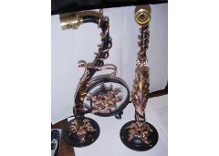 A stylish pair of Arts & Crafts copper and iron wall lights - Thumbnail 1