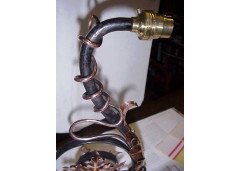 A stylish pair of Arts & Crafts copper and iron wall lights - Thumbnail 2