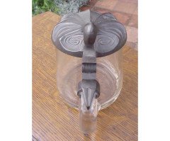 A Continental Art Nouveau Flagon with Engraved Stylised Whiplash Details & Pewter Lid - Thumbnail 3