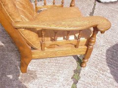 A Good Quality Arts & Crafts Oak Armchair - Thumbnail 3