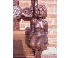 A Celtic Arts & Crafts carved Oak settle with carved dragons to the tops - Thumbnail 23