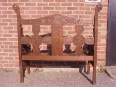 A Celtic Arts & Crafts carved Oak settle with carved dragons to the tops - Thumbnail 32