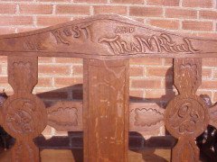 A Celtic Arts and Crafts carved oak settle with carved dragons to the tops - Thumbnail 35