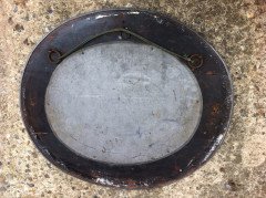 An Arts & Crafts pewter mirror with decorative heart and abstract line details - Thumbnail 5