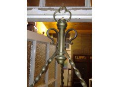 Gothic Revival Brass Ceiling Light with Pierced Cresting c.1895 - Thumbnail 4