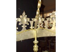 Gothic Revival Brass Ceiling Light with Pierced Cresting c.1895 - Thumbnail 7