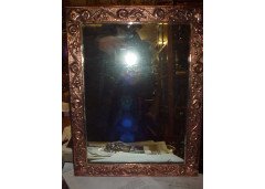 John Pearson. Arts & Crafts copper mirror with typical hand repousse stylised floral details. - Thumbnail 1