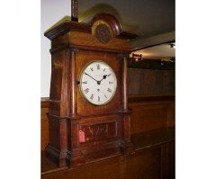 An impressive Arts & Crafts Oak Bracket clock. - Thumbnail 1