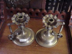 A Fantastic Quality Pair of Arts & Crafts Hand Made Heavy Gage Brass Chambersticks - Thumbnail 3