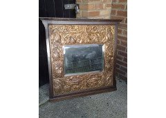 A stunning Arts & Crafts oak-framed copper mirror - Thumbnail 1