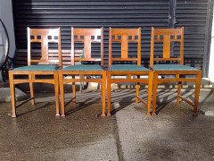 A set of four Arts & Crafts Oak dining chairs - Thumbnail 2