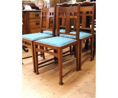 A set of four Arts & Crafts Oak dining chairs - Thumbnail 4