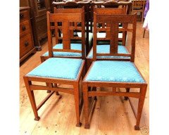 A set of four Arts & Crafts Oak dining chairs - Thumbnail 5