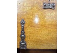 Arts & Crafts Oak Fall Front Bureau with Copper Handles & Hinges - Thumbnail 4