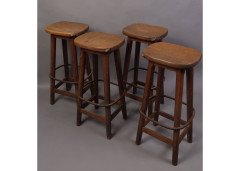Robert Mouseman Thompson. A rare set of four early Oak bar stools. - Thumbnail 1