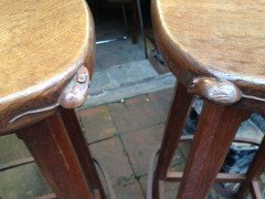 Robert Mouseman Thompson. A rare set of four early Oak bar stools. - Thumbnail 2